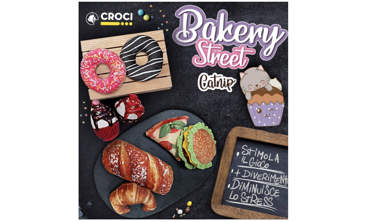 Gioco Gatto Croissant con Catnip Bakery Street - Croci